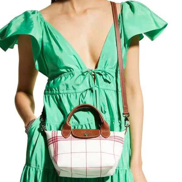 ❤️ NWT LONGCHAMP Le Pliage XS Canvas Crossbody Satchel Bag Torchon RED AUTHENTIC - Picture 3 of 16